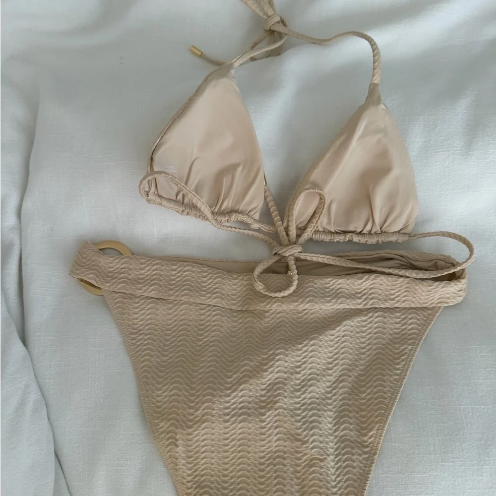 Monday Swimwear Vanilla Chevron Bikini Set